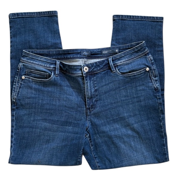 J. Jill Denim - J. Jill Authentic Fit Slim Ankle Jeans Size 12 Dark Wash Stretch Denim